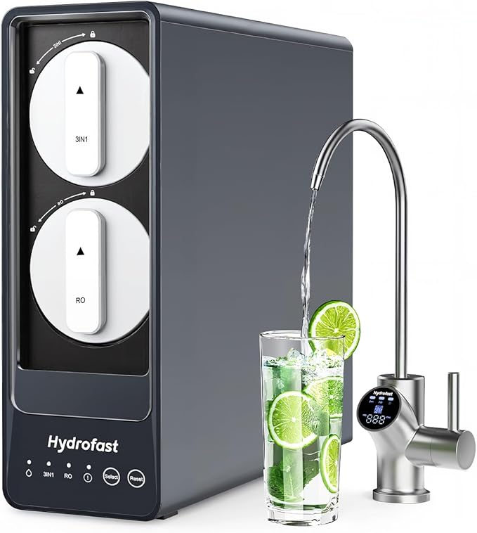 9-Stage Reverse Osmosis System, Reduce TDS, 800 GPD RO Water Filtration System with Smart LED Faucet, 2.5:1 Pure to Drain Tankless Under Sink Water Filter for Space & Water Saving