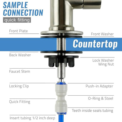 iSpring GA1-B Reverse Osmosis, Kitchen Bar Sink Lead-Free Drinking Water Faucet, Contemporary Style, High Spout, Chrome - 1/4"