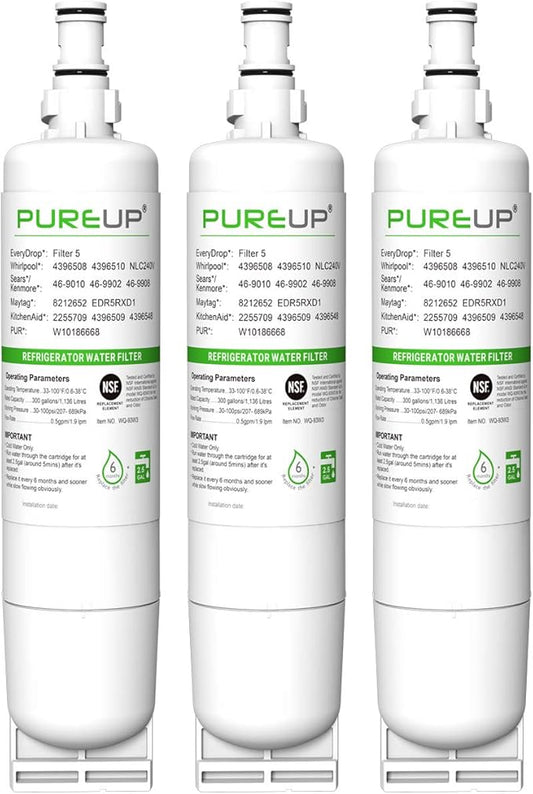 4396508 EDR5RXD1 Refrigerator Water Filter, Replacement for W-hirlpool® 4396508, 4396510, 4392857, Refrigerator Water Filter, NLC240V, E-veryDrop® Filter 5, 3 Pack