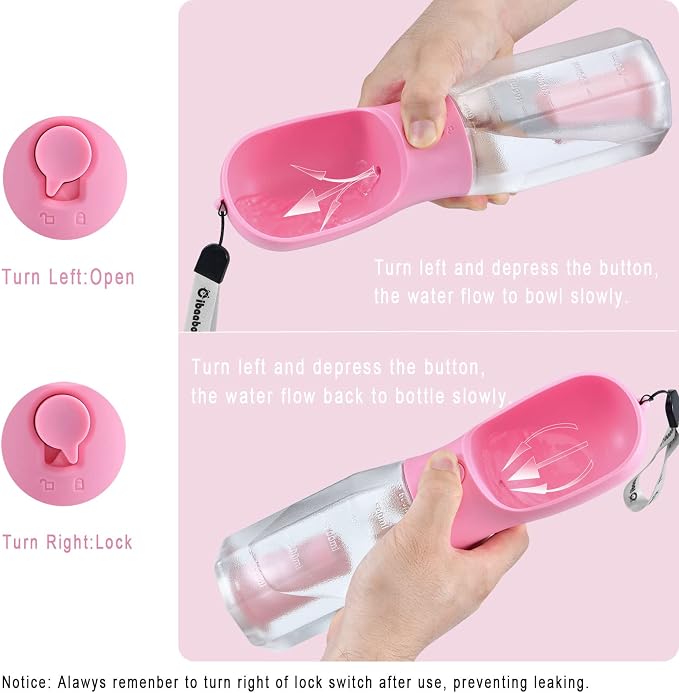 Cibaabo Dog Water Bottle with Food Container & Poop Bag Holder & Filter | Travel Water Bowl, Portable Pet Dispenser, Dog Gifts, Puppy Essentials for Walking Hiking