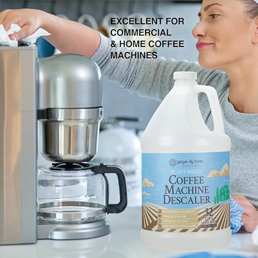 Ginger Lily Farms Botanicals Plant-Based Coffee Machine Descaler, Universal Descaling Solution for All Coffee Machines, 32 Uses, 1 Gallon (128 fl. oz.)
