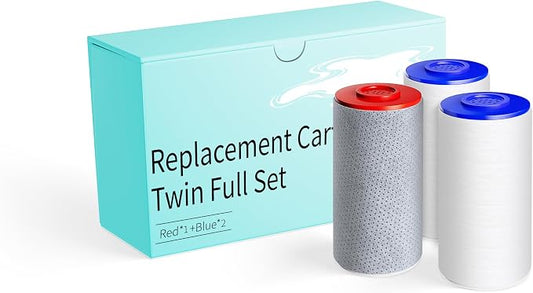 Shower Filter Compatible with Weddell Duo System, 1 Red 2 Blue, 3 Pack | Multistage filter reduces chlorine & hardness. Compatible with Weddell Duo shower systems. Easy replacement cartridges.