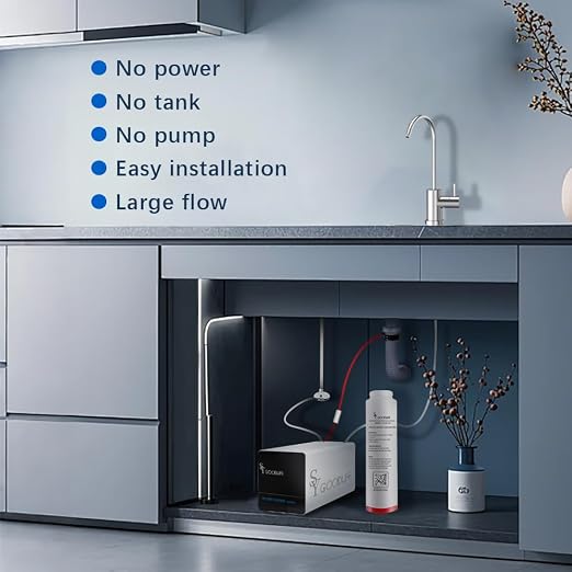 SY GOODLIFE DF-56 Replacement Filter, 6-Stage Reverse Osmosis Cartridge, Fit Tankless Under Sink RO System, 0.0001μm RO Membrane, 2:1 Pure to Drain, 12 Months Service Life