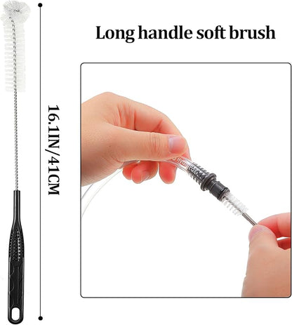 Feekoon Reservoirs Backpack Accessories Hydration Bladder Cleaning Kit with Flexible Long Brush for Hose, Small Bite Valve and Big Brush, Drying Collapsible Bladder Frame, Carrying Pouch