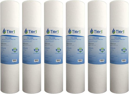 Tier1 20 Micron 20x4.5 Water Filter | Spun Wound Polypropylene Whole House Water Pre-Filter Cartridge | Replacement for Pentek DGD-7525-20,155356-43, P20-20BB | 4.5 x 20 Sediment Water Filter (6-Pack)
