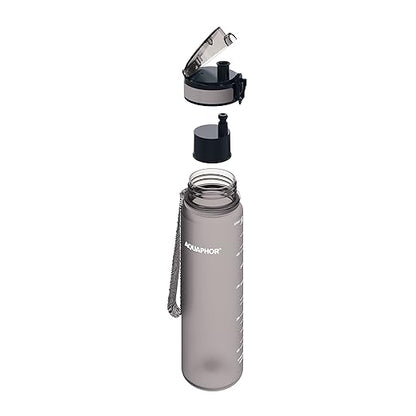 AQUAPHOR City Water Filter Bottle 500 ml | Portable Filtered Water Bottle with Integrated Water Purifier | BPA-Free | Reusable Bottle with Water Filter for Camping, Travel & Outdoor Use | Grey