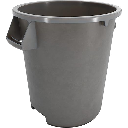 SPARTA Bronco Waste Container Trash Container, Round Trash Bin for Disposal, 10 Gallons, Gray, (Pack of 6)