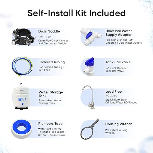 WECO TINY-150UVALK Reverse Osmosis Water Filter System - Compact 4-Stage RO Filtration with TFC Membrane and Lead-Free Faucet - Includes Water Tank