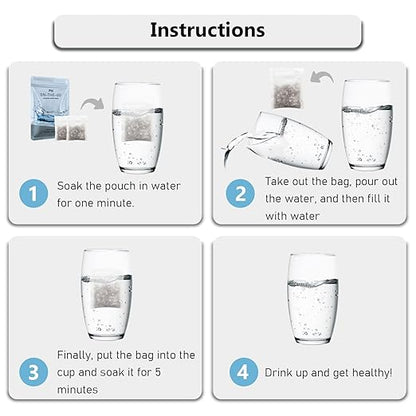 Portable Alkaline Water Filter Pouch for Your Bottle, Cup, Alkaline Water Filter System for Clean, High PH Water Alkalizer for Pure Drinking Water, Naturally Increases PH Levels (3 Pack)