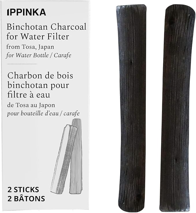 Portable Binchotan Charcoal from TOSA, Japan - Water Purifying Sticks for Great-Tasting Water, 2 Sticks - Each Stick Filters a Personal-Sized Water Bottle