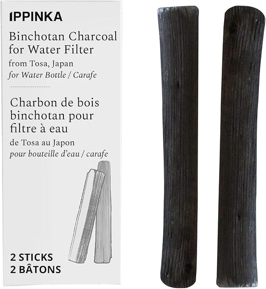Portable Binchotan Charcoal from TOSA, Japan - Water Purifying Sticks for Great-Tasting Water, 2 Sticks - Each Stick Filters a Personal-Sized Water Bottle