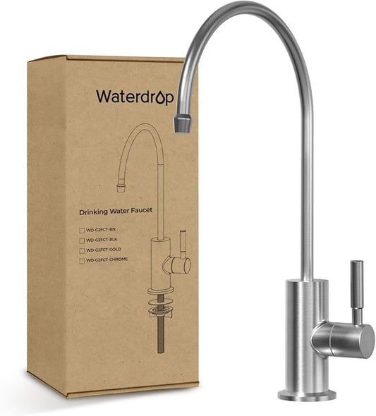 Waterdrop G2FCT-BN Drinking Water Faucet, NSF/ANSI 372 Certified, Brushed | RO Water Filter Faucet for Kitchen Bar Sink, Lead-Free, 304 Stainless Steel, Single Handle, 360° Swivel Spout