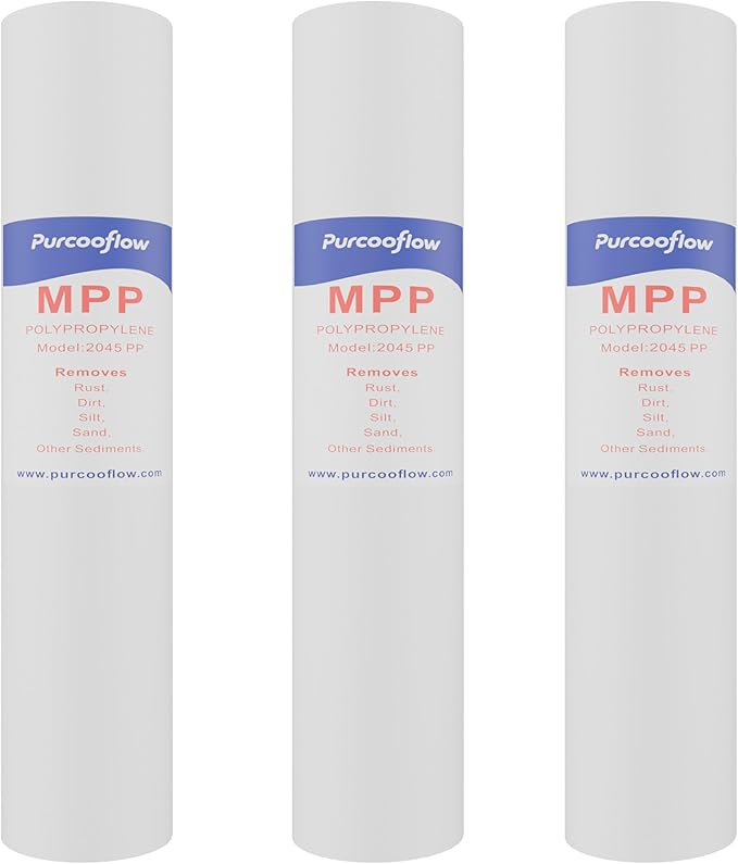 20x4.5 Inch PP Sediment Water Filter, Multi-Layer Gradient Density Replacement, Reduces Sand, Rust, Dirt & Silt, 5 Micron, Fits Standard 20" Housings