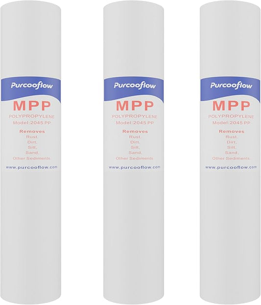 20x4.5 Inch PP Sediment Water Filter, Multi-Layer Gradient Density Replacement, Reduces Sand, Rust, Dirt & Silt, 5 Micron, Fits Standard 20" Housings