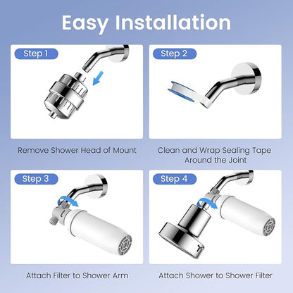 Shower Filter High Pressure Activated Carbon Filter NSF Certified, Water Softener for Hard Water Shower Head Filtration, Removes Chlorine, Particulates, Anti-scaling for Healthier Skin, Hair