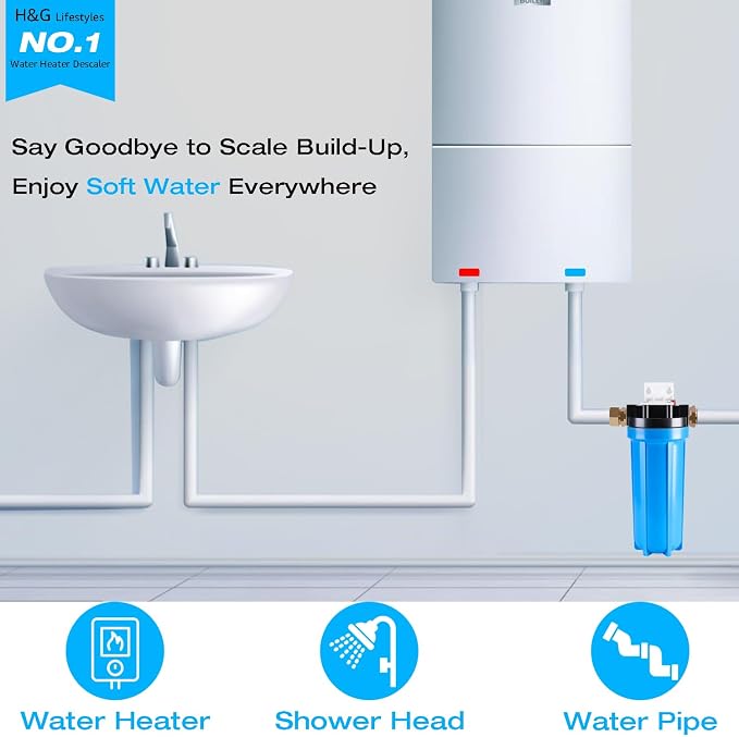 H&G Lifestyles 2.5 x 10 Water Descaler Filter Cartridge Replacement | Scale Calcium Inhibitor Inline Water Softener for Water Heater Anti-Scale Buildup Calcium Magnesium Removal