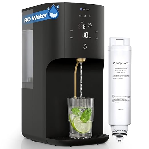 Countertop Reverse Osmosis System - 3:1 Pure to Drain Ratio RO Water Filter, 24H UV Light & Real-time TDS Display, 5-Stage 0.0001μm Filtration for Home, Office & RV, Portable Water Purifier