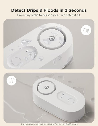 GoveeLife Upgraded Smart Water Leak Detector 1s with 1804ft Ultra-Long Range, WiFi Water Sensor with SMS/Email/APP Push and Sound Alarm,5-Year Battery Life, 4 Pack, Suit for Home, Basement, Kitchen