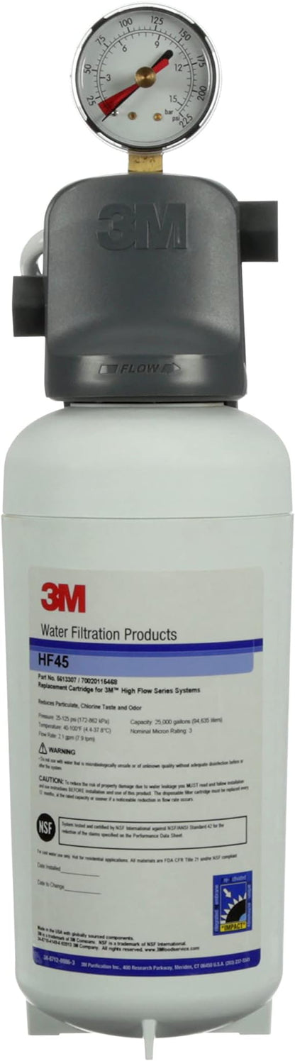 3M High Flow Series Filter Cartridge HF45 | For BEV145 System, Reduces Bacteria, Sediment, Chlorine Taste & Odor, Cyst, Microplastics