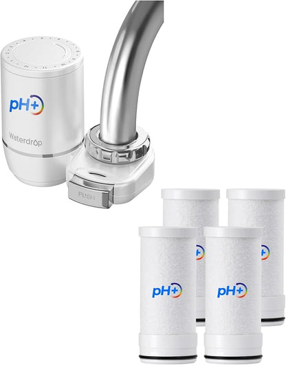 Waterdrop FC-02 Alkaline Water Filter for Sink Faucet with 4 Filters | Reduces Chlorine, Filter Life Reminder, Tap Water Filter for Kitchen Sink, NSF Certified Easy Installation, 1 Year