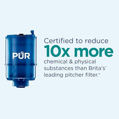PUR Plus Horizontal Faucet Mount Filtration System with 3-in-1 Lead Reducing Filter, Water Filter for Sink, Lasts 100 Gallons, Compatible with Sinks with External Aerators, Metallic Grey