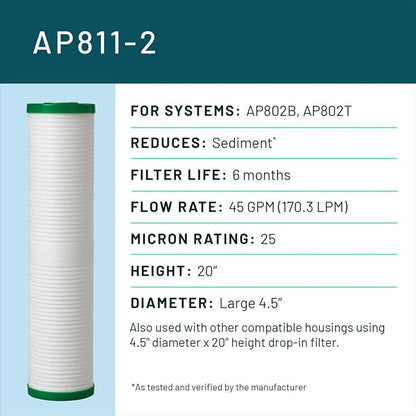 3M Aqua-Pure Whole House Large Sump Replacement Water Filter Drop-in Cartridge AP811-2, 5618905