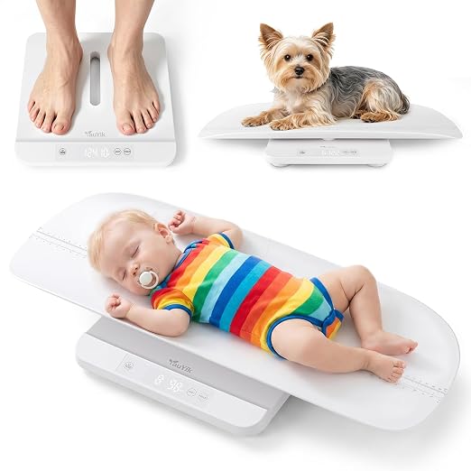 YAUYIK Baby Scale, 330lbs Capacity Baby Weight Scale & Pet Scale, Accurate Baby Scales for Weighing Infants to Adults, LED Display with Tare & Hold Function, 27-inch Height Measurement Tray