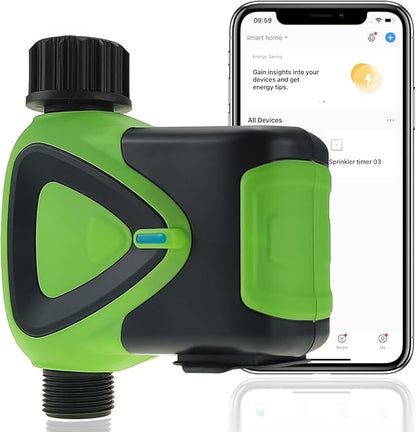 Water Timer for Garden Hose, 2.4GHz WiFi Smart Hose Sprinkler Timer with Tuya/Smart Life App, GreenVation Plant Automatic Watering System for Yard Outdoor Irrigation (WiFi Solution)