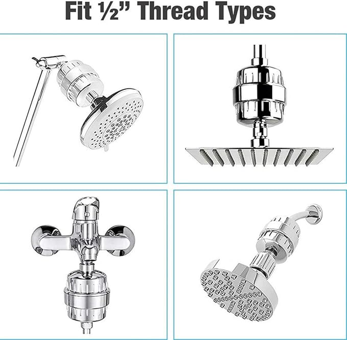 Laicky 4 Pack 20 Stage Shower Filter Universal Replacement Cartridge Hard Water Purifier Removes Chlorine, Heavy Metals, Iron, Other Sediments, Water Softener with High Output