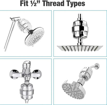 Laicky 4 Pack 20 Stage Shower Filter Universal Replacement Cartridge Hard Water Purifier Removes Chlorine, Heavy Metals, Iron, Other Sediments, Water Softener with High Output