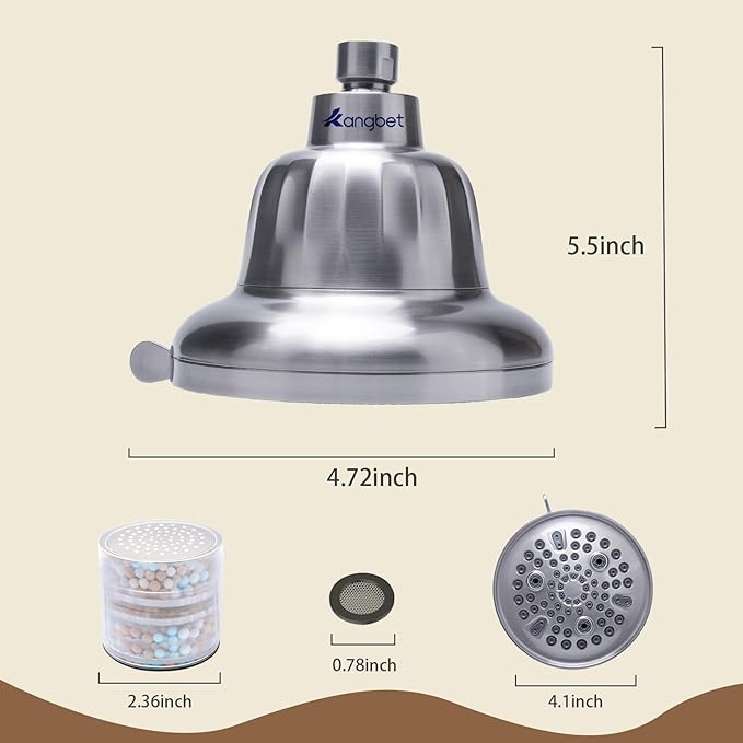 Filtered Shower Head,Shower Head Filter for Hard Water - Detachable Showerhead for Hard Water Harmful Substances Improves Skin & Hair - Nickel
