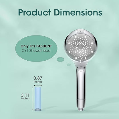 FASDUNT 2 Pack Replacement Shower Filters for CY1 Handheld Shower Head - Water Softener Filters Beads for Hard Water - Remove Chlorine and Harmful Substances - Reduces Dry Itchy Skin
