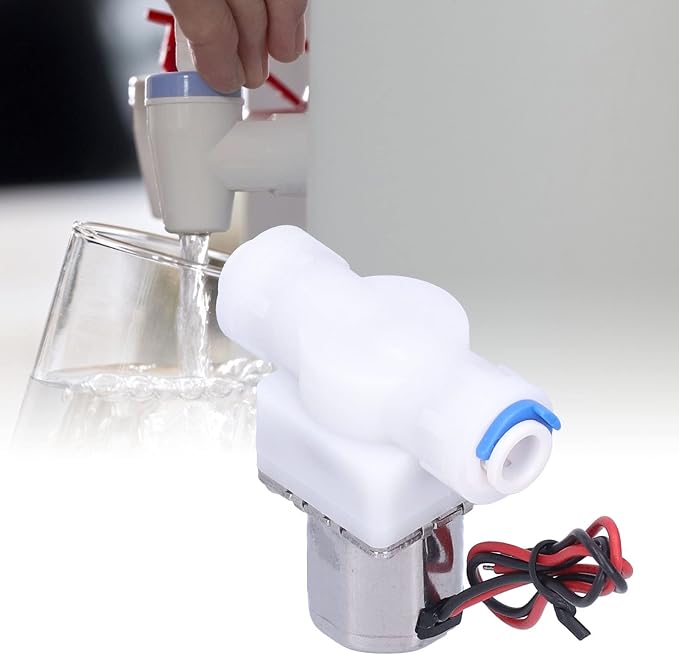 Electric Solenoid Valve 14 Inch Quick Connect Normally Closed DC4.5V Pulse Water Control for RO systems drinking water nylon stainless steel 209BK 1 pack