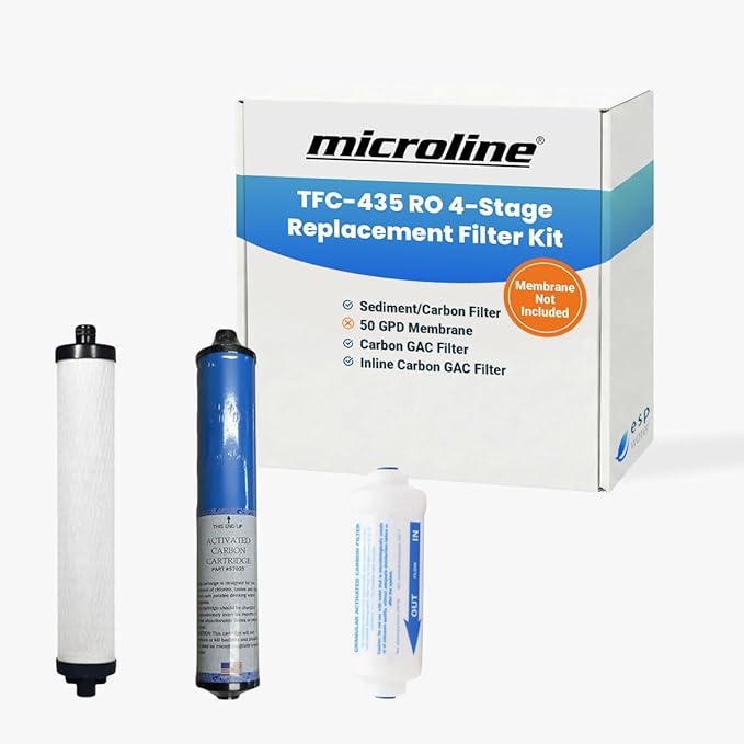 Microline TFC-435 RO Replacement Filters – Annual Kit for TFC-435 Systems – Includes S7028, S7025, S7206W-JG – RO Membrane Not Included – Made in USA