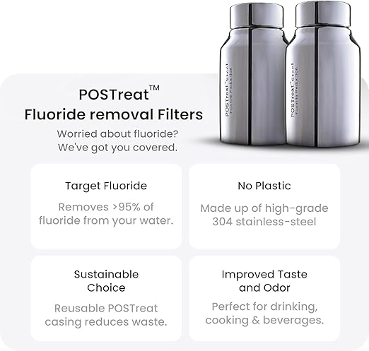 1.5 G Gravity Water Filter System | NSF/ANSI 42 & 372 Certified | AISI 304 Stainless Steel Water Filter | 2 Carbon Filters + 2 POSTreat Fluoride Reduction Elements | No Electricity Required | Portable