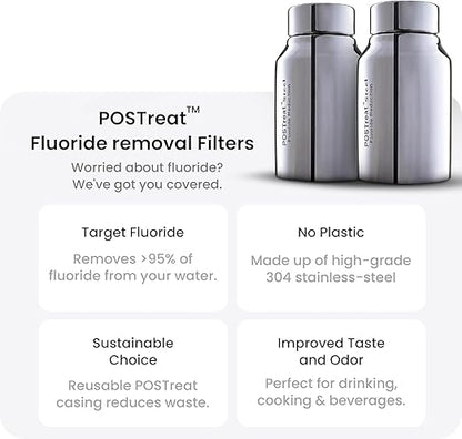 1.5 G Gravity Water Filter System | NSF/ANSI 42 & 372 Certified | AISI 304 Stainless Steel Water Filter | 2 Carbon Filters + 2 POSTreat Fluoride Reduction Elements | No Electricity Required | Portable