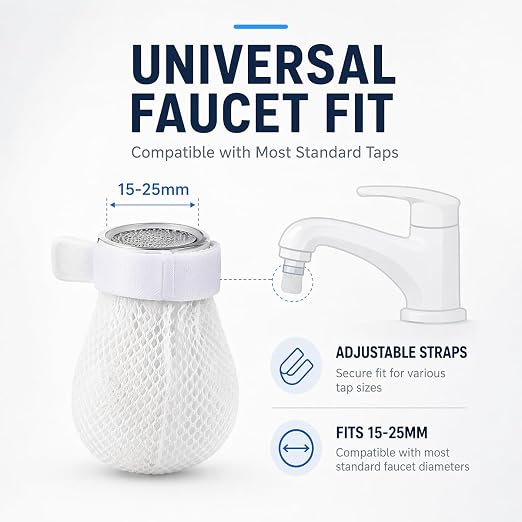 100PCS High Density Faucet Filter, Faucet Splash-Proof Cotton Bag Set, Universal Anti-Splash Water Filter with Sediment Barrier Layer, Fine Fiber Mesh, for All Types of Faucets