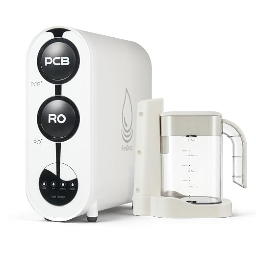 PureDrop PDR-100HRO Tankless Under Sink RO System with Auto-Fill Pitcher | • Fits standard cabinets• 2:1 pure-to-drain• LED filter life indicator• PP+carbon+RO filtration• Auto-fill Removable Pitcher
