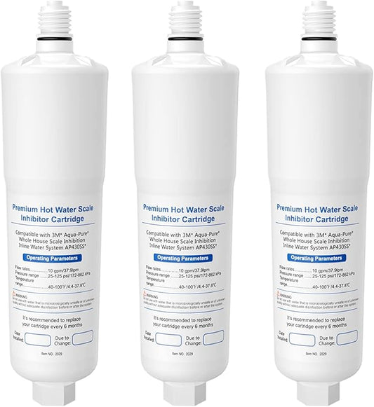 3 Pack AP431 Cartridge, Replacement for Aqua-Pure Whole House Scale Inhibition Inline Water System Helps Prevent Scale AP430SS - IT'S PURE EXPERT