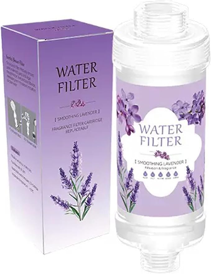 Vitamin C Shower Filter for Hard Water Filter Shower Aromatherapy Replacement Cartridge Bathroom Accessories Remove Chlorine Fluoride Heavy Metals Improves Skin Condition Protects Hair Lavender