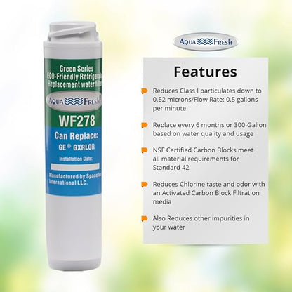 Aqua Fresh WF278 Replacement Refrigerator Water Filter for GE GXRLQR GXILQR, Smartwater GXRLQR, GXSTQR, GE FQK1K, GX1S50, 46-9914, AP3418061 (3 Pack)