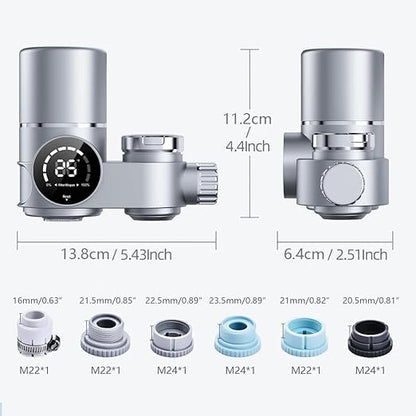Water Filter for Sink Faucet, Lead-Reducing Filter, Dual Head Design with Temperature Display ℉, 300 Gallons Long-Lasting Reinforced Housing Built-to-Last, Multi-Use Tap Water Filter