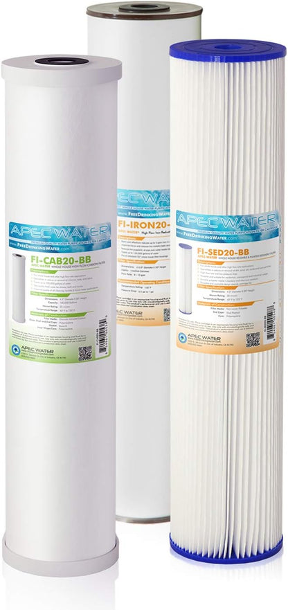 APEC Water Systems FILTER-SET-CB3-CBC-20BB 20" Whole House Sediment, GAC Carbon and Carbon Block Replacement Filter Set