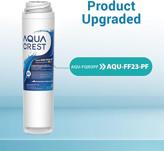 AQUA CREST FQROPF, FQSLF Under Sink Water Filter, NSF/ANSI 401 Certified, Replacement for GE FQROPF, FQSLF, Compatible with GE GXSV65R, GQSV65R, PXRQ15F, PNRQ15F, Reduces PFAS, PFOA/PFOS, 2 Pack