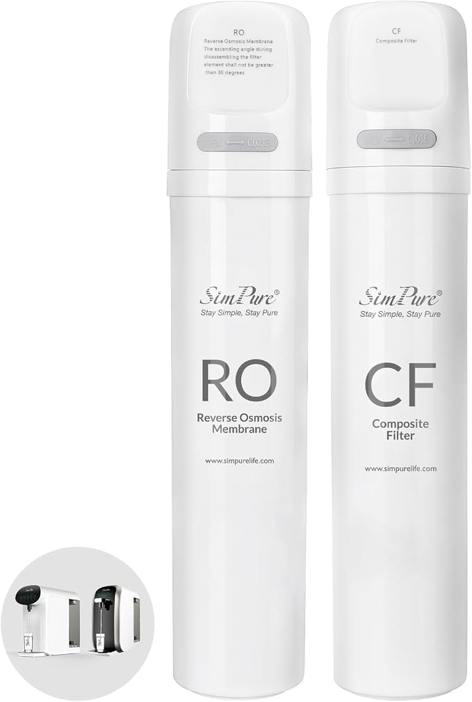 Original SimPure Y7/Y7P Series CF+RO Filter Replacement Cartridge for SimPure Y7, Y7P-W, Y7P-BW, 6 Months Replacement Cartridge Water Filter (1*CF+1*RO Filter)
