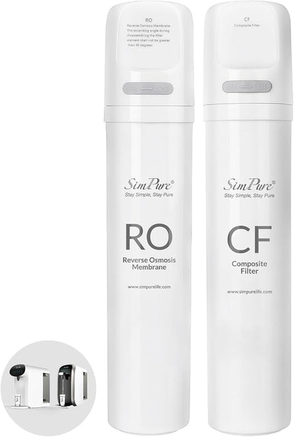 Original SimPure Y7/Y7P Series CF+RO Filter Replacement Cartridge for SimPure Y7, Y7P-W, Y7P-BW, 6 Months Replacement Cartridge Water Filter (1*CF+1*RO Filter)