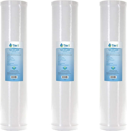 Tier1 25 Micron 20 x 4.5 Water Filter | Whole House Radial Flow Carbon Cartridge | Granular Activated Pre-Filter | Replacement for Pentek RFC-20BB, SDP-4520, RFC20-BB | 4.5 x 20 Water Filter (3pk)