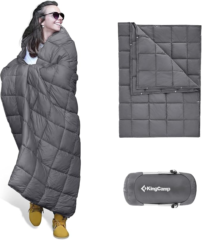 KingCamp Puffy Blanket for Camping, Warm Down Alternative Outdoors Indoors Quilt, Lightweight Compact Packable Windproof Blankets for Stadium, Airplane, Travel, Picnics, Backpacking