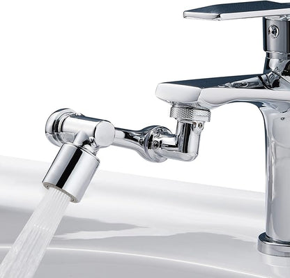 1080°Swivel Faucet Extender, Sink Water Faucet Aerator Extension in Brass, Swivel Robotic Arm Bathroom Faucet Extender, Kitchen Rotating Extension Filter with 2 Mode Splash
