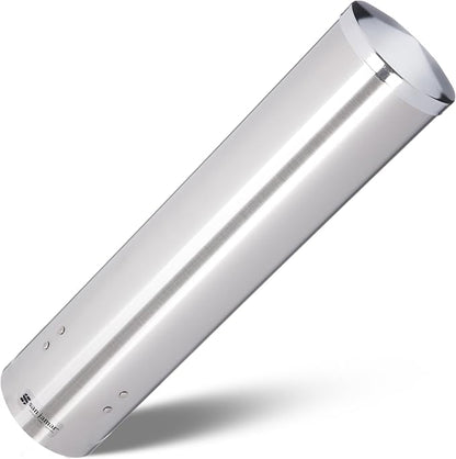 San Jamar Large Pull-Type Cup Dispenser 6-12 Oz. Flat Bottom Cups, 4.5 - 7 Oz Cone Cups with Flip Cap for Restaurants, Home, and Office, Stainless Steel, 16 Inches, Silver
